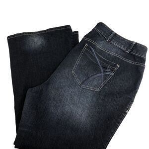 Lane Bryant Plus Size 22 Petite Lightly Flared Dark Wash Denim Jeans